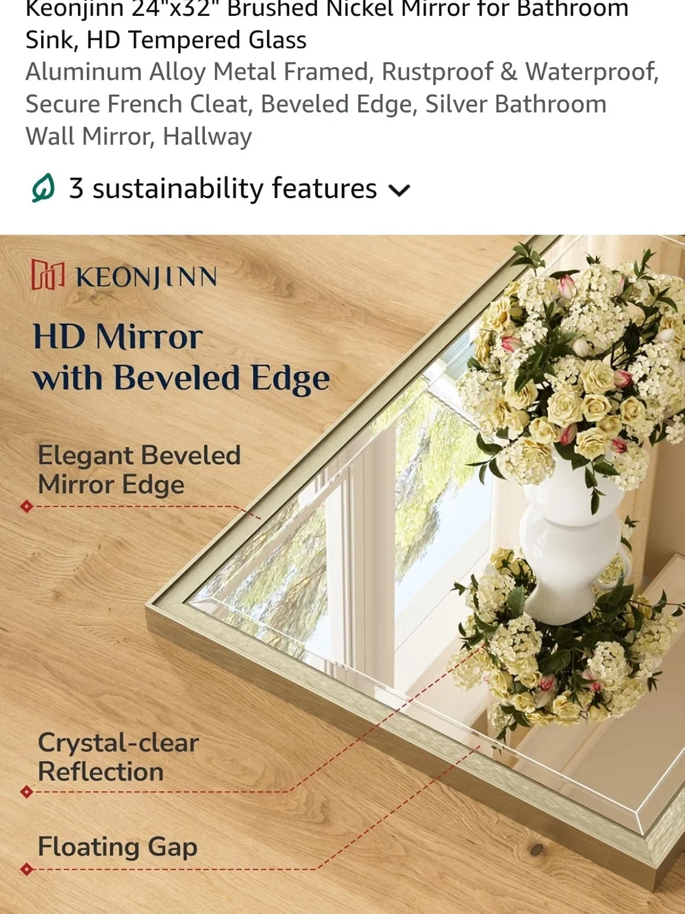 Framed Wall Mirror in Silver - Home Bath